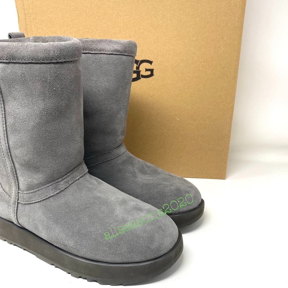 UGG Classic Short Waterproof Women’s Boot Grey Fur - Picture 3 of 9